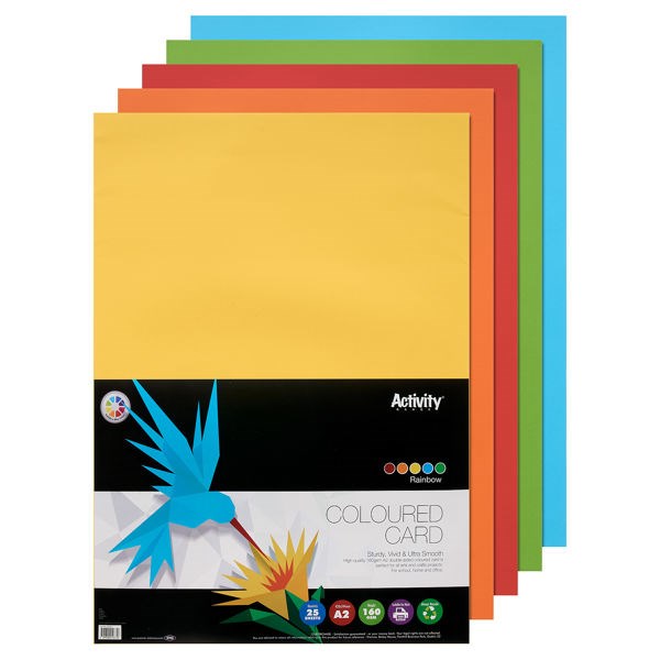 Premier A2 160grm Activity Card Rainbow Assorted Colours (Pack of 25 Sheets)