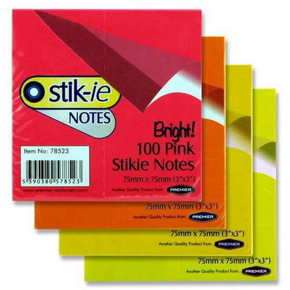 Post-It Sticky Notes 75 X 75 Mm Assorted Colours 100 Sheets Value Pack 10+2 Free