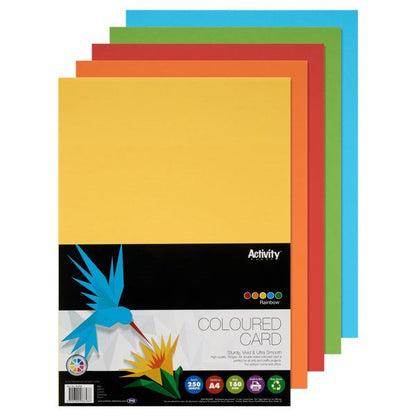 Premier A4 160Grm Activity Card Rainbow Assorted Colours (Pack of 250 Sheets)