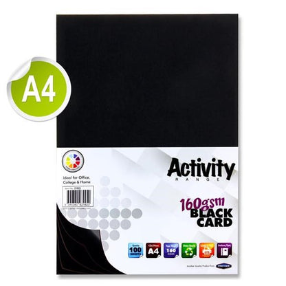 Premier A4 Black Card 160Gsm (Pack Of 100 Sheets)