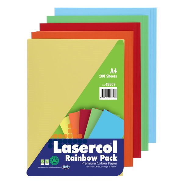 Lasorcol A4 Activity Paper Assorted Colours (Pack Of 100 Sheets)