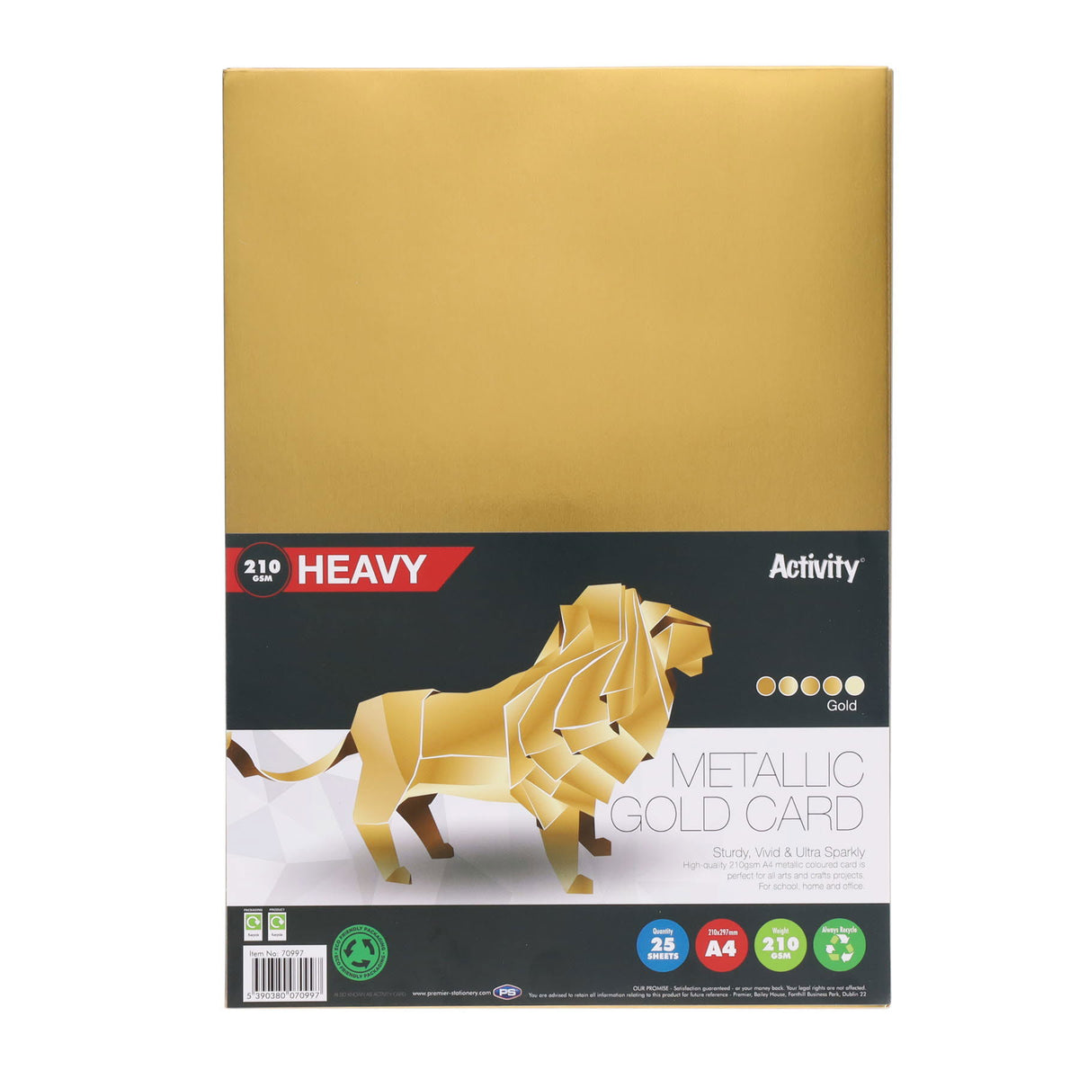Premier A4 Gold Card 210Gsm (Pack Of 25 Sheets)