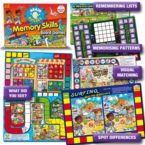 6 Brain Builder Board Games - Memory Skills
