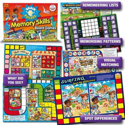 6 Brain Builder Board Games - Memory Skills