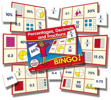 **Percentages, Decimals & Fractions Bingo