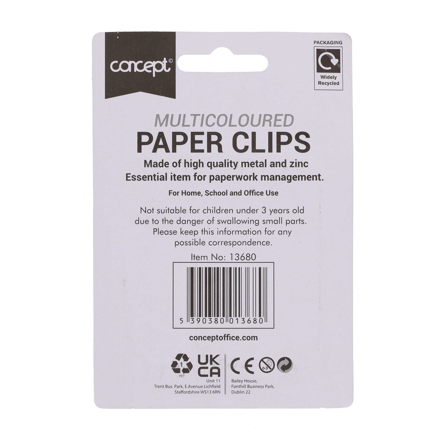Concept 28mm Coloured Paper Clips Pack of 75