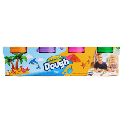 Play Dough With Mould Lids (4x140g Pots) Purple, Pink, Orange & Green