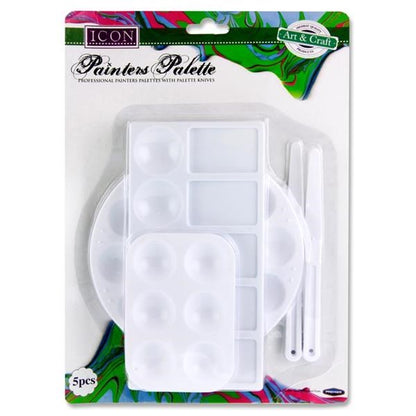 Plastic Painters Palette And Knives Set 5Pcs