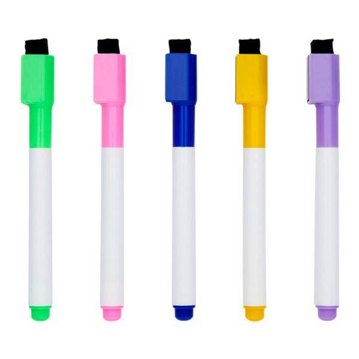 Concept Drywipe Markers Pack Of 5 With Eraser Lid - Assorted Colours