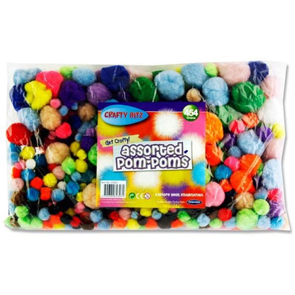 Pom Poms Assorted Sizes And Colours Pack 454G
