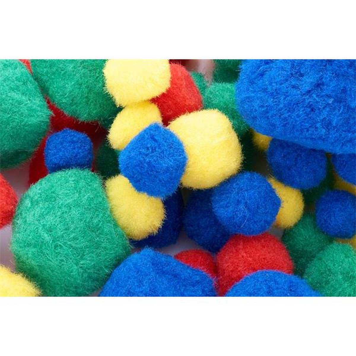 Pom Poms Assorted Sizes and Colours Pack 454g