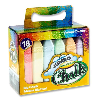 World Of Colour Jumbo Chalk 15Cm - Coloured Pack Of 18