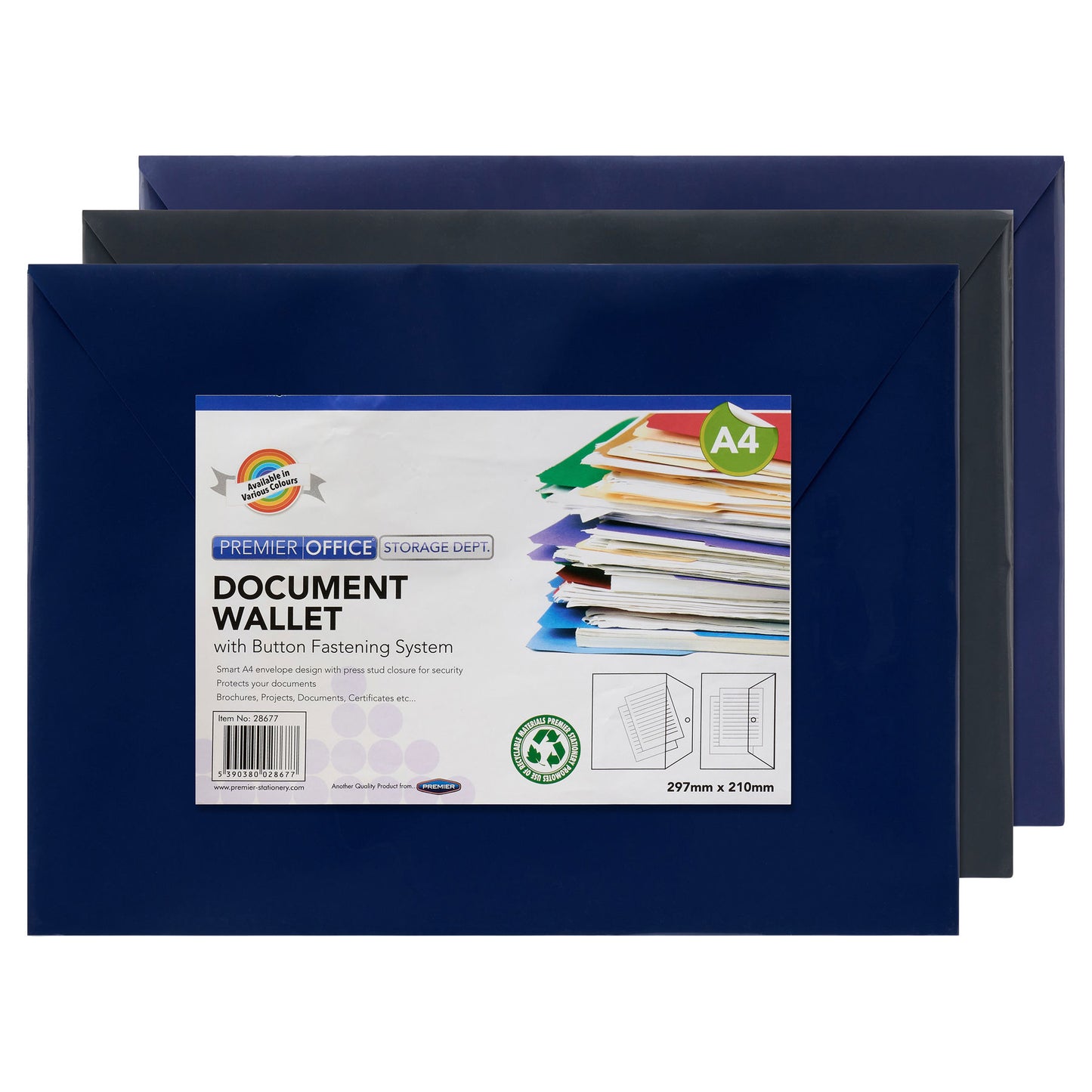 Premier Office A4 Button Wallets