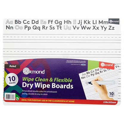 A4 Alphabet/Lined Write & Wipe Boards Pack of 10