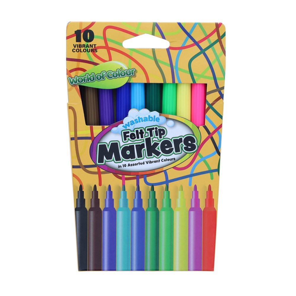 World of Colour Felt Tip Markers Set of 10
