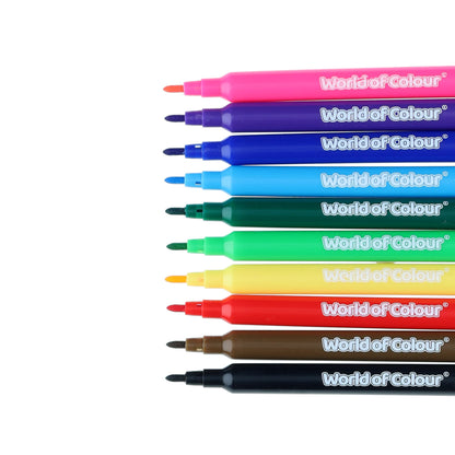 World of Colour Felt Tip Markers Set of 10