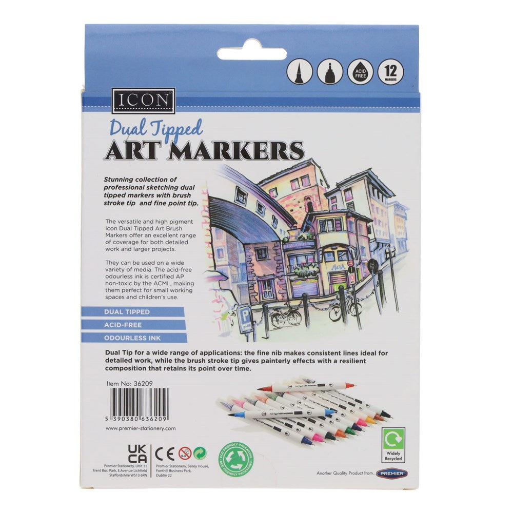Icon Dual Tipped Art Markers - Pack of 12
