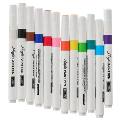 Icon Acrylic Paint Pens Pack Of 12