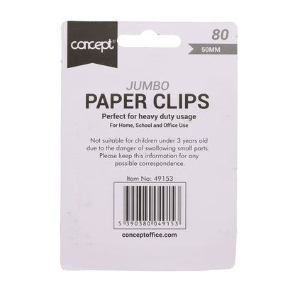 Concept 50mm Jumbo Paper Clips Pack of 80