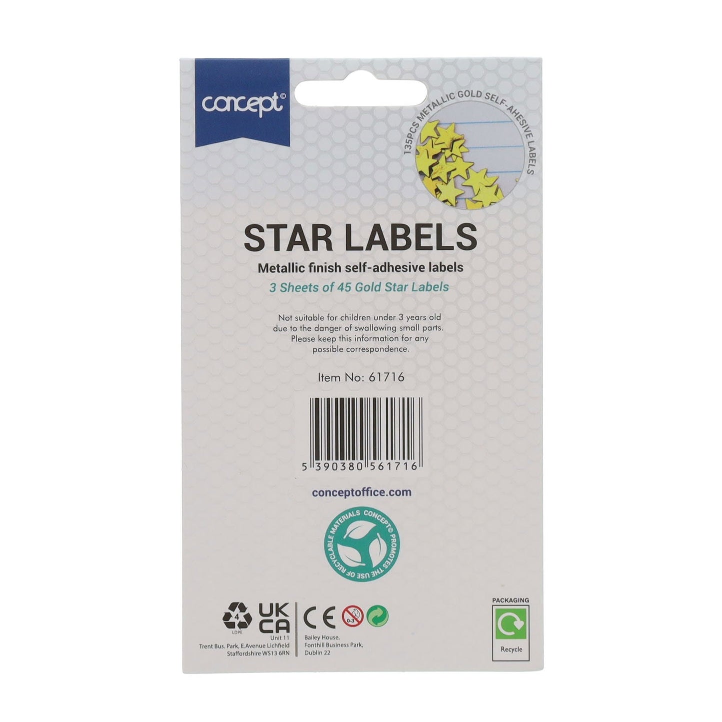 Concept Gold Star Stickers Pack Of 135