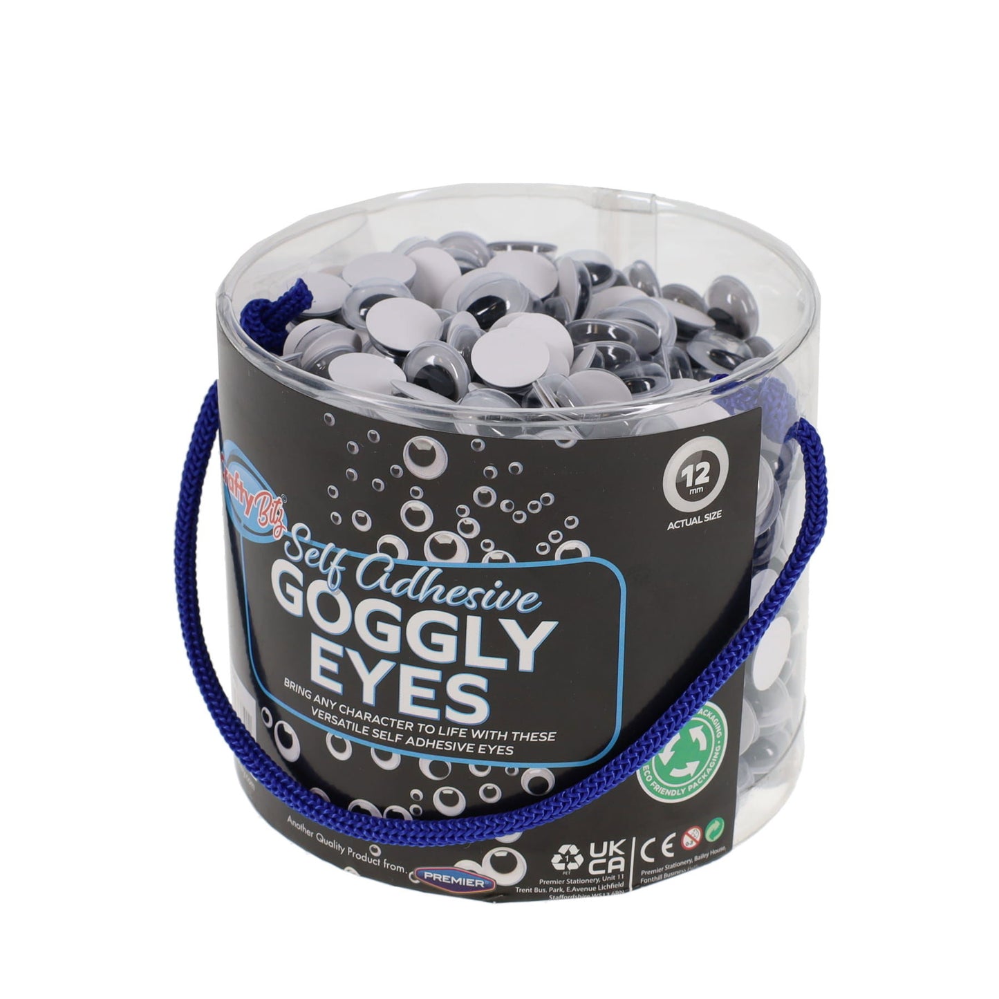 Self Adhesive Goggly Eyes - 12mm Tub of 800