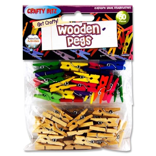 Wooden Pegs Asstd Pack Of 50