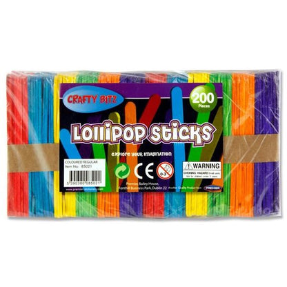 Lollipop Sticks Coloured Pack Of 200