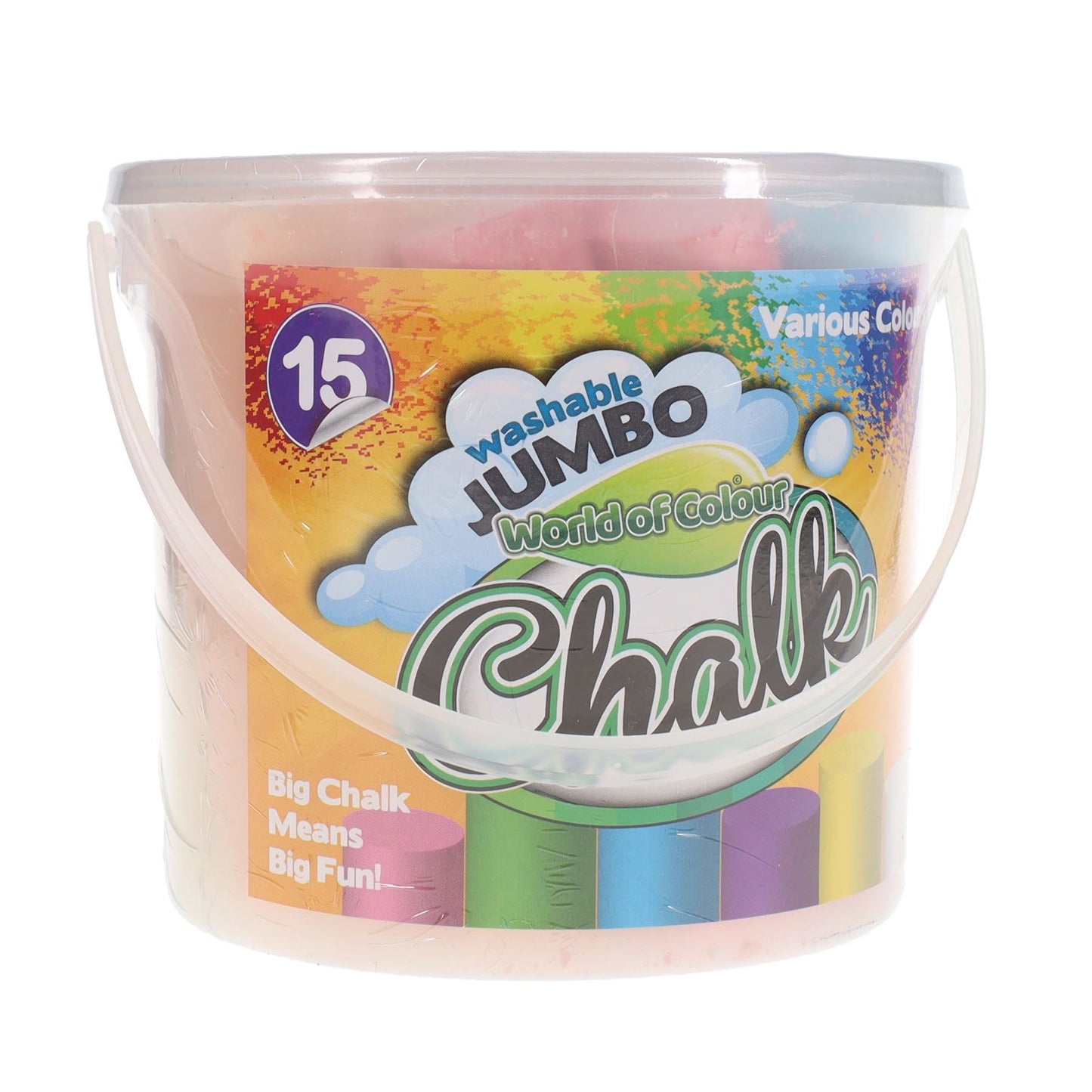 World of Colour Jumbo Sidewalk Chalk - Coloured Bucket of 15pcs