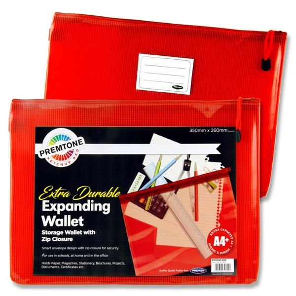 **Premto A4+ Extra Durable Mesh Storage Wallet - Ketchup Red