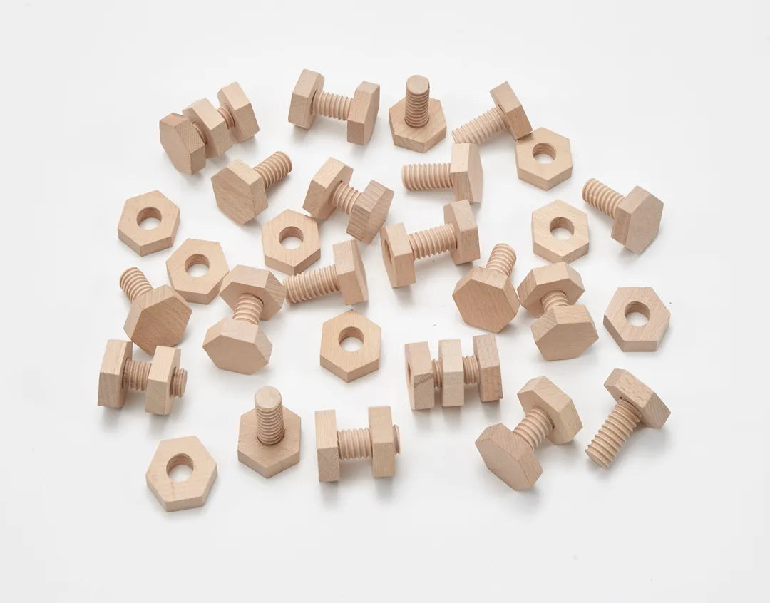 Wooden Nuts and Bolts Pack of 20 Pairs