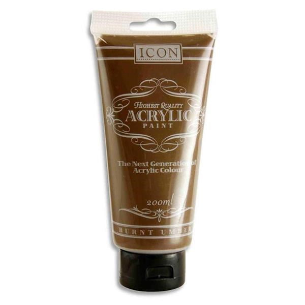 Icon Acrylic Paint 200Ml - Burnt Umber