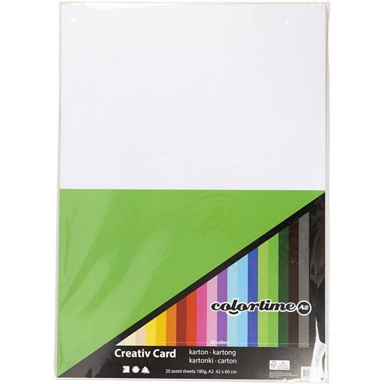 A2 Assorted Card 20 Pack 180gsm - ABC School Supplies