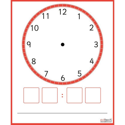 **A3 Magnetic Multiboard Clock & 10 Dry Wipe Clock Faces Class Pack - ABC School Supplies