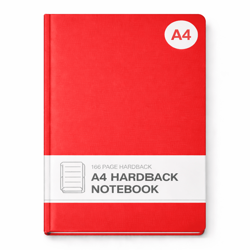 A4 160pg Hardback Notebook - Red - ABC School Supplies