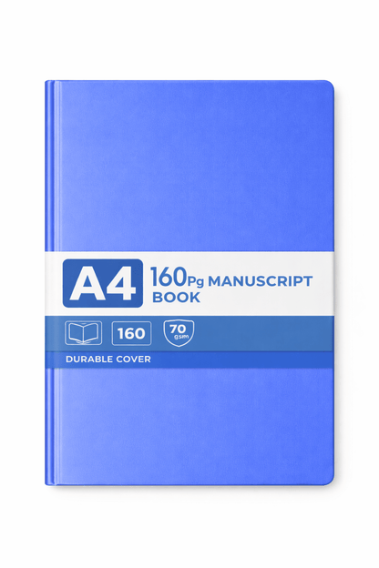 A4 160pg Manuscript Book Durable Cover 70 Gsm - Blue - ABC School Supplies