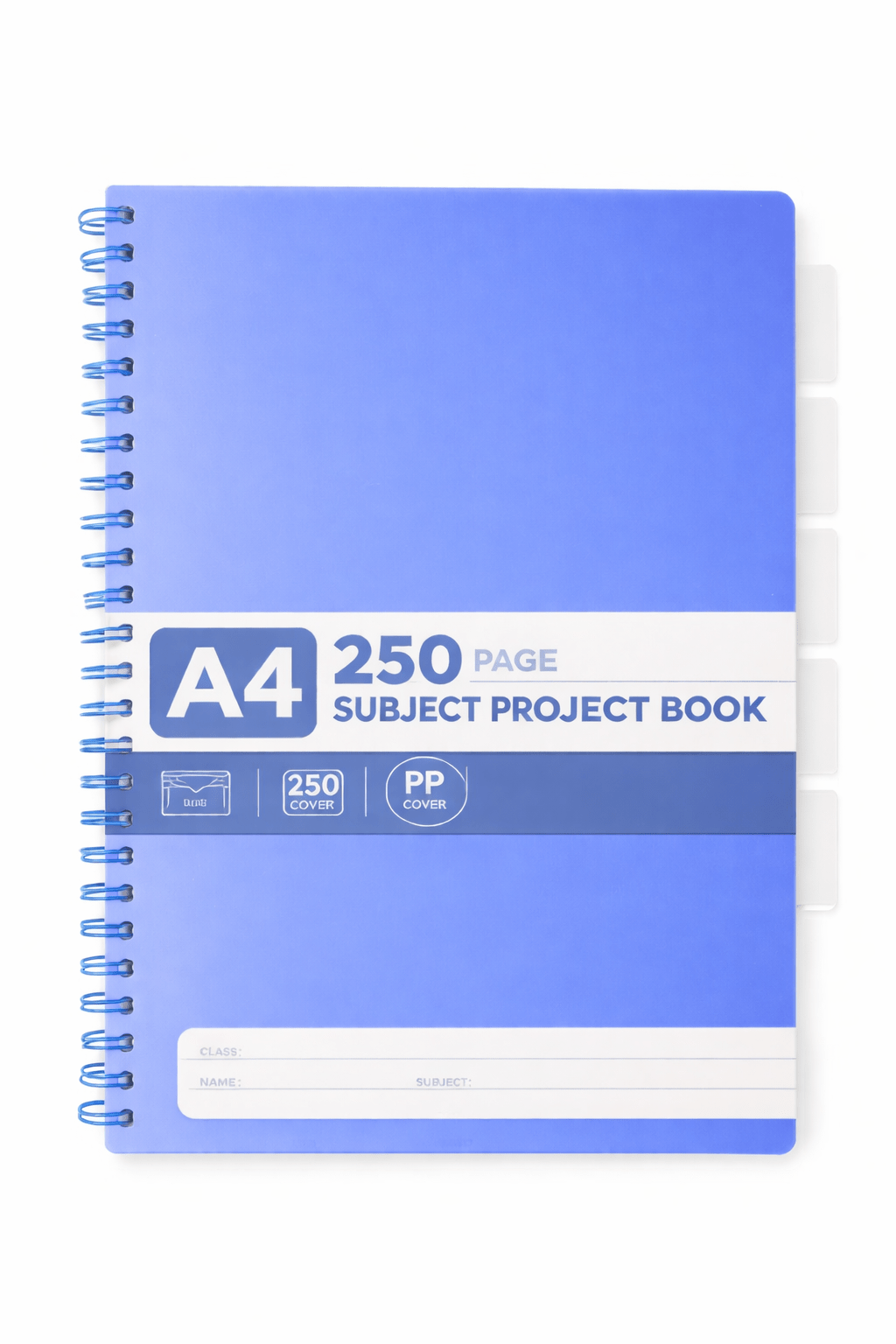A4 250pg PP 5 Subject Project Book - Blue - ABC School Supplies