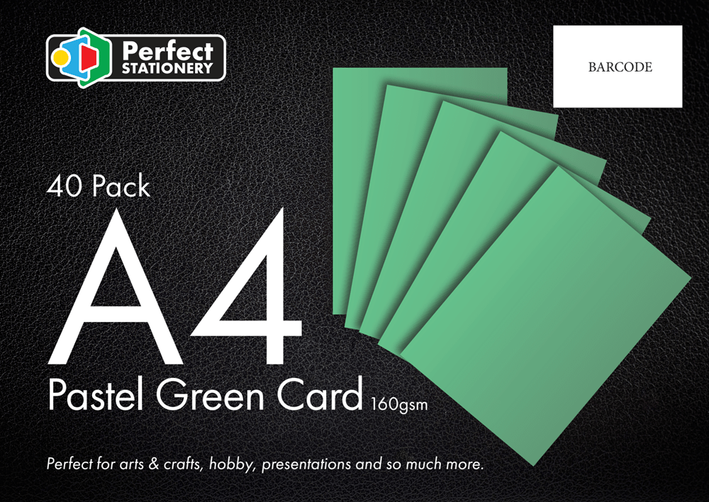 **A4 Card Pastel Green 160Gsm 40 Pack - ABC School Supplies