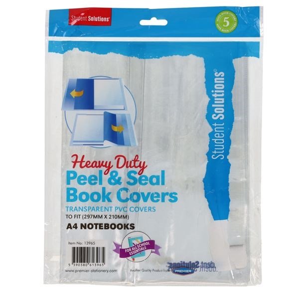 A4 Heavy Duty Peel & Seal Book Covers Pack of 5 - ABC School Supplies