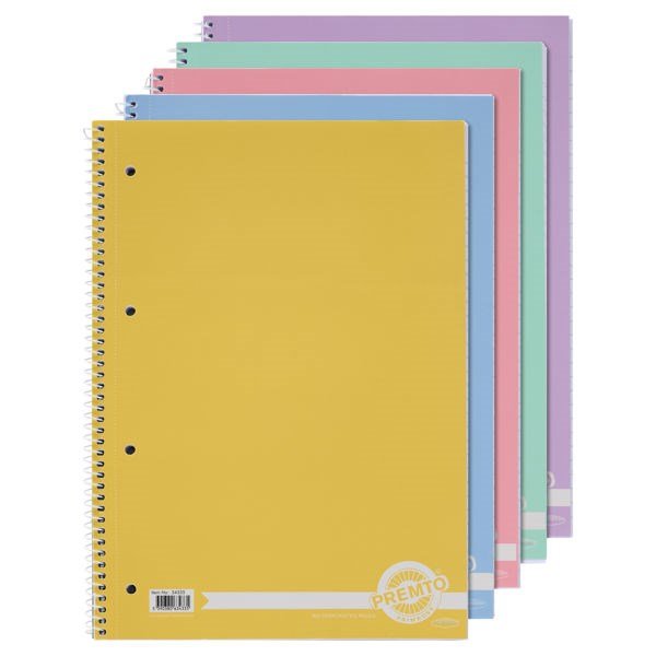 **A4 Pastel 160Pg Spiral Notebook Pack Of 5 Asstd - ABC School Supplies