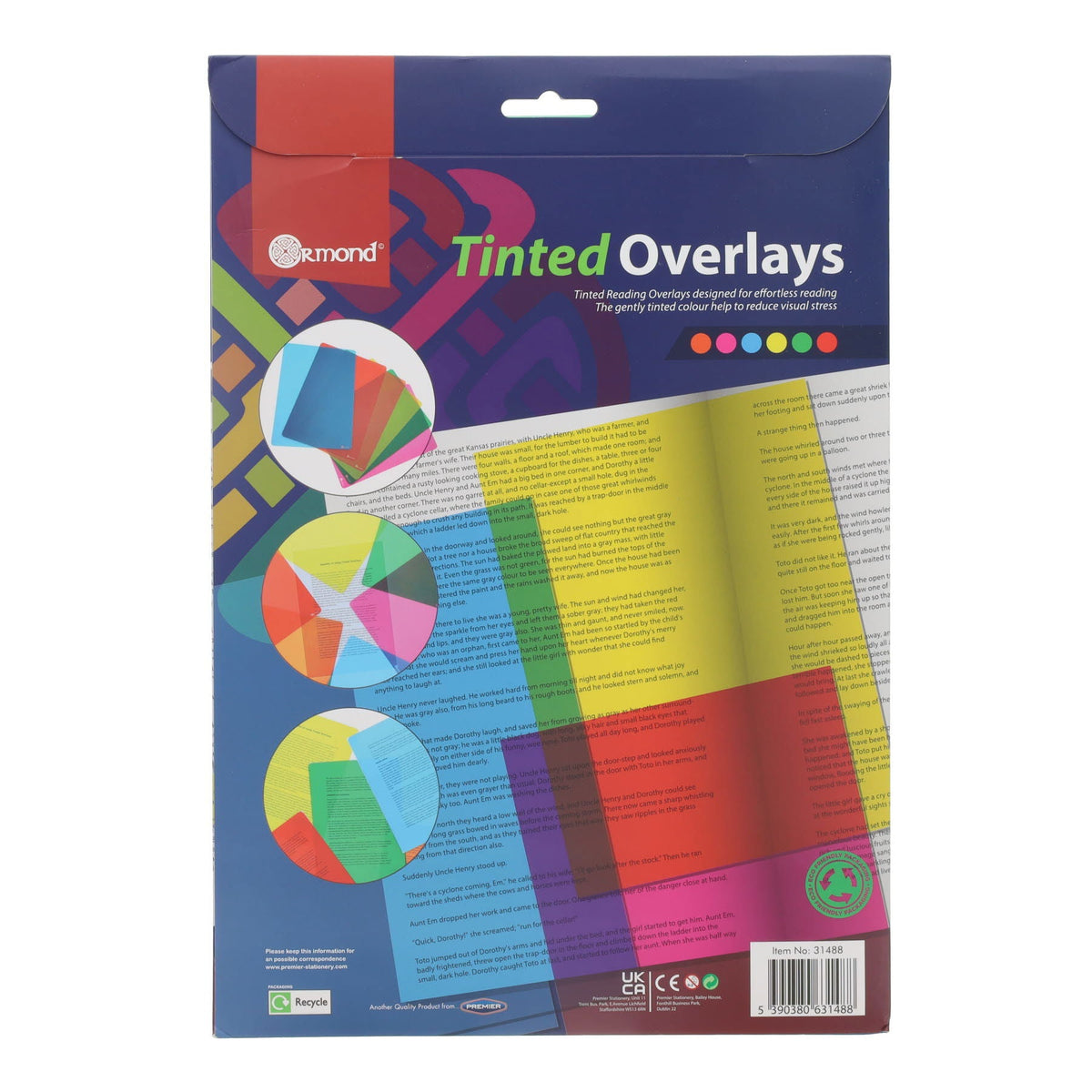 A4 Reading Overlays Pack of 5 (Different Colours) - ABC School Supplies