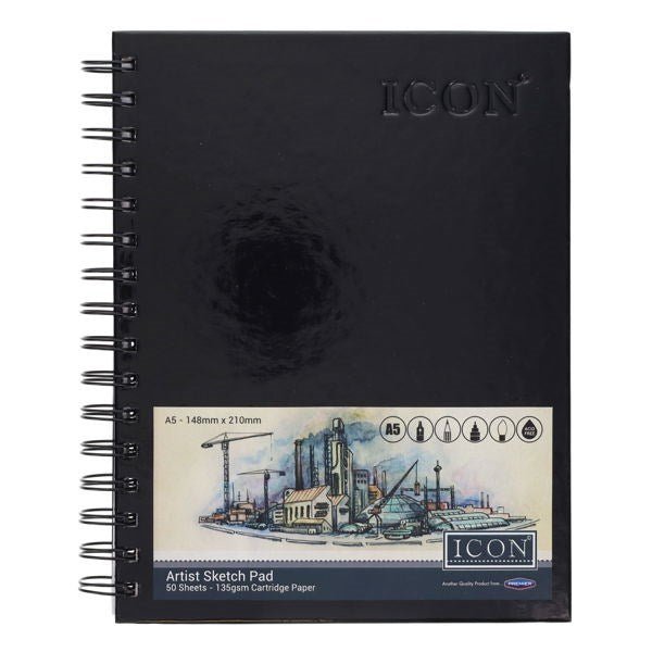 A5 135gsm Wiro Hardcover Sketch Pad 50 Sheets - ABC School Supplies