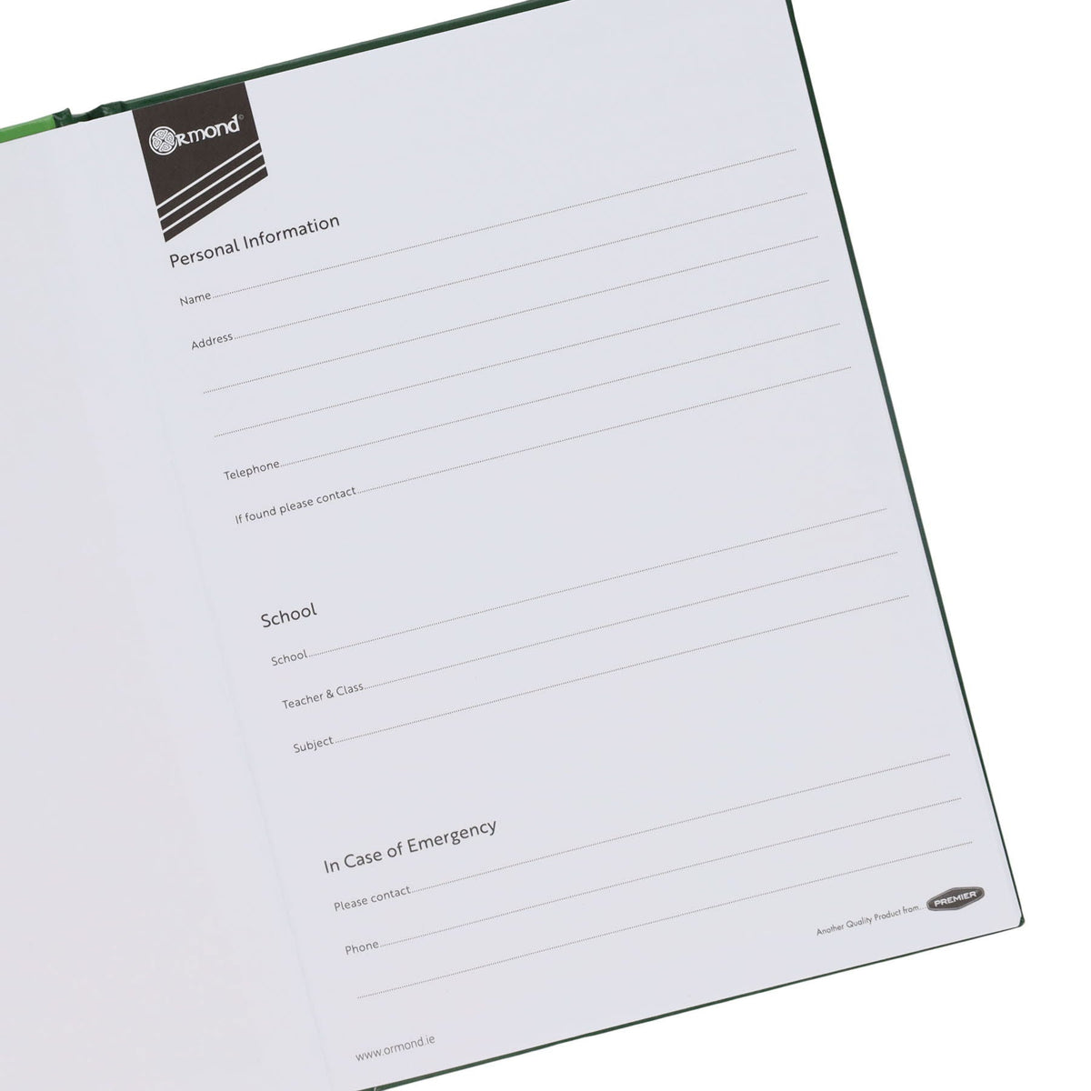 A5 160pg Hardback Notebook - Green - ABC School Supplies