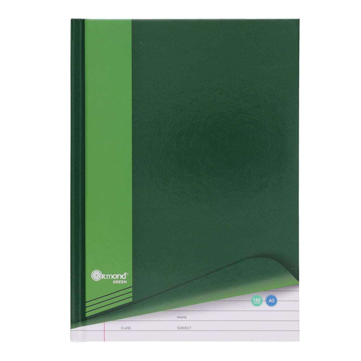 A5 160pg Hardback Notebook - Green - ABC School Supplies
