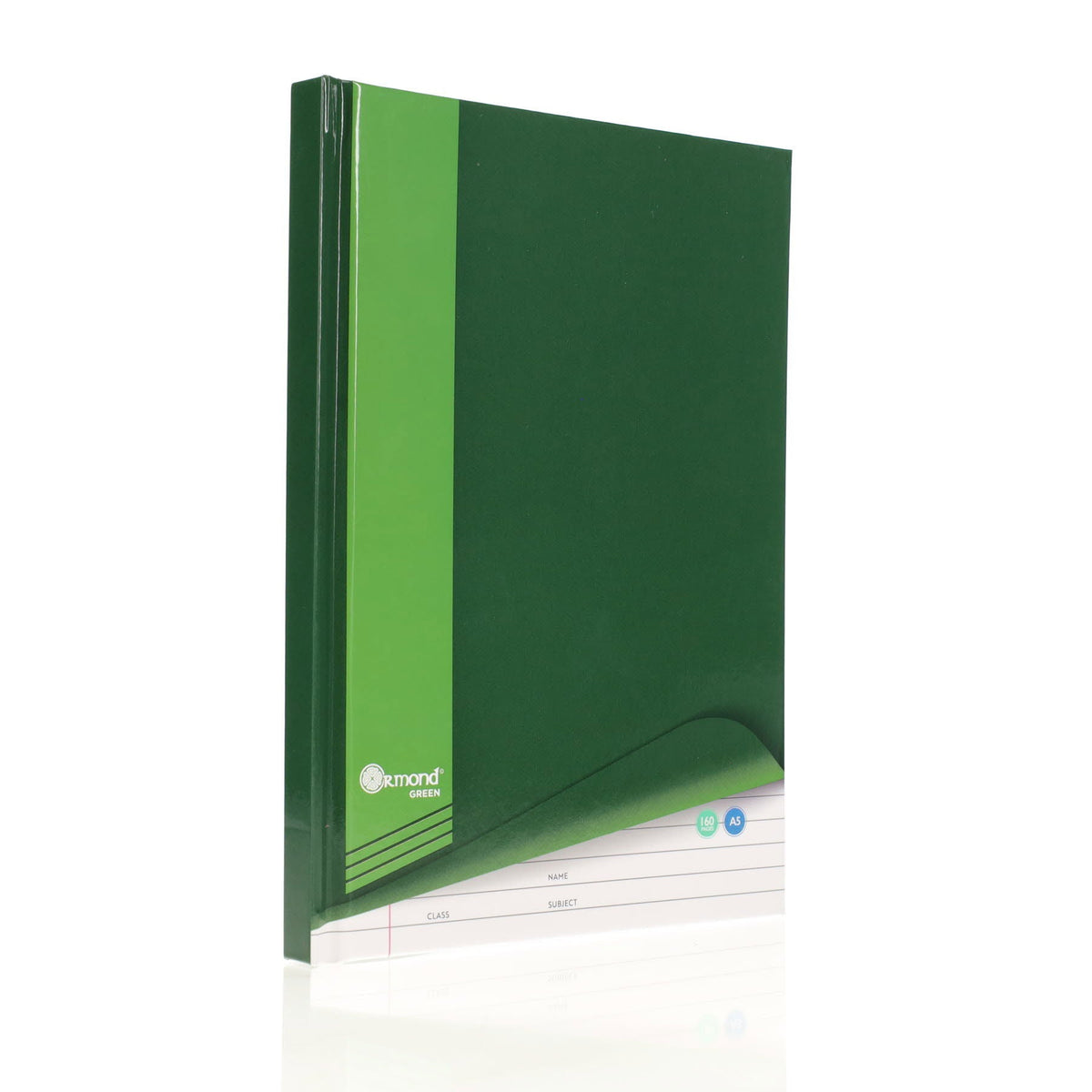 A5 160pg Hardback Notebook - Green - ABC School Supplies