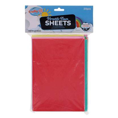 A5 Foam Sheets Primary Colours Pack of 20 - ABC School Supplies