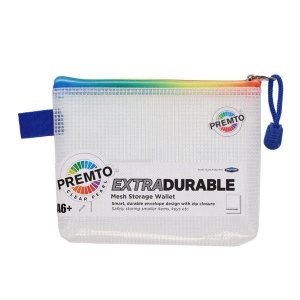 **A6+ Extra Durable Mesh Wallet - Clear Pearl - ABC School Supplies