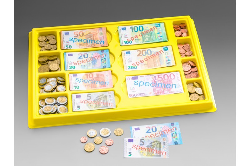 Euro Money Set & Tray (130 Notes & 160 Coins)