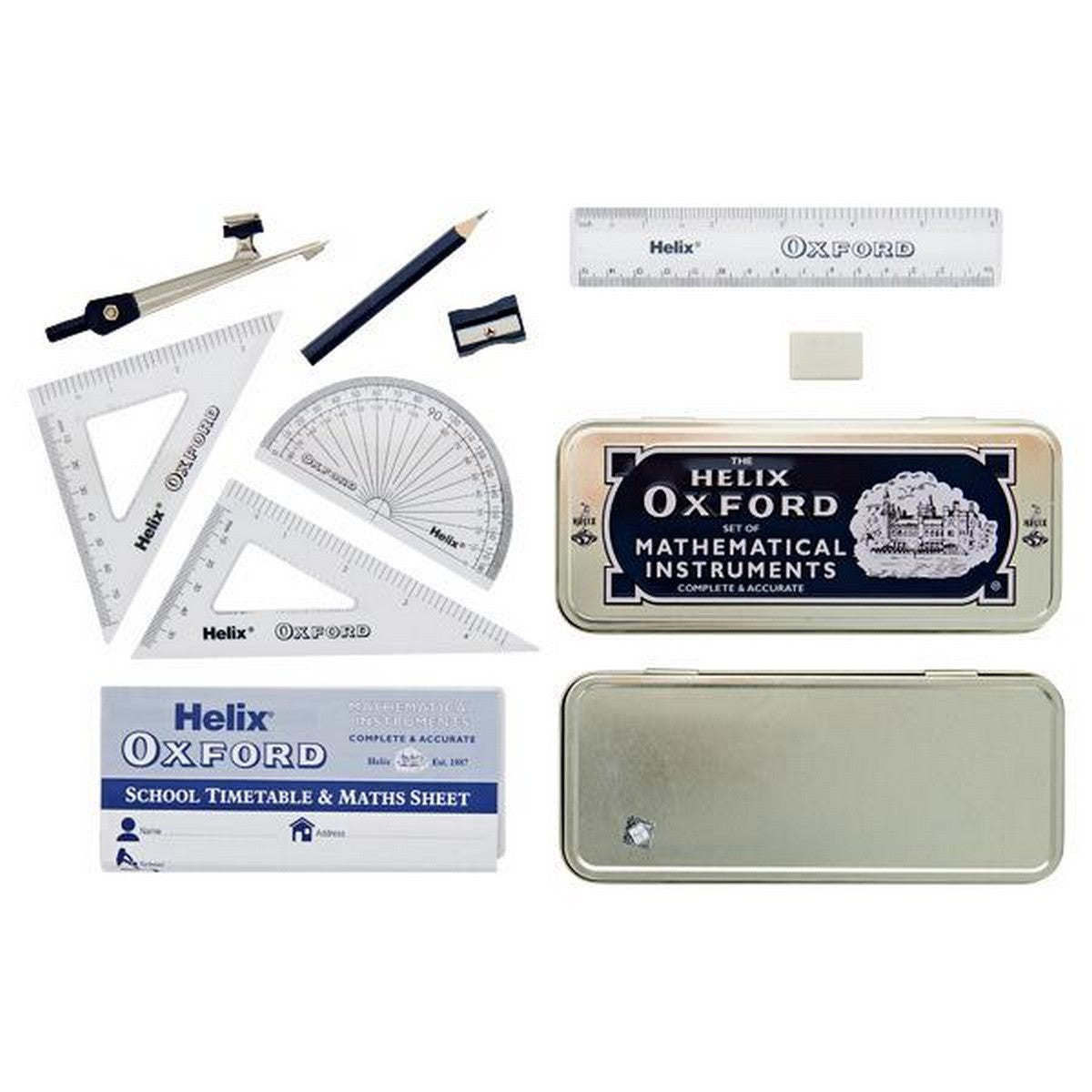 Helix Oxford Maths Set with Storage Tin