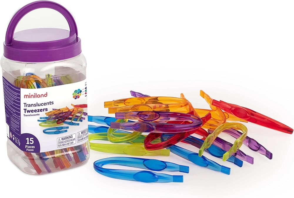 Miniland Translucent Tweezers Tub of 15
