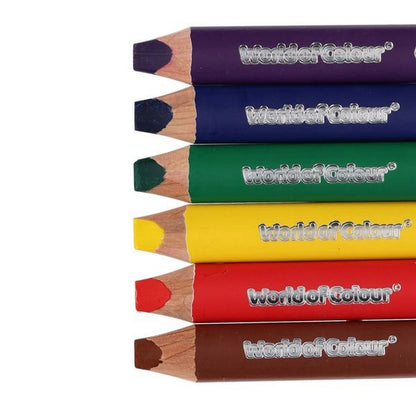 World Of Colour 3-In-1 Washable Chunks Pencils Pack Of 6